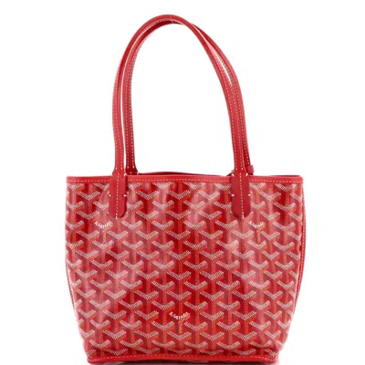 Pre-owned Goyard Anjou Reversible Tote Coated Canvas Mini In Red