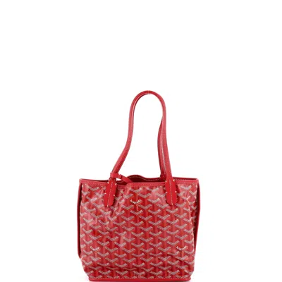 Pre-owned Goyard Anjou Reversible Tote Coated Canvas Mini In Red