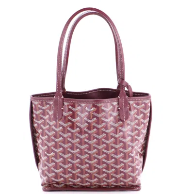 Pre-owned Goyard Anjou Reversible Tote Coated Canvas Mini In Red