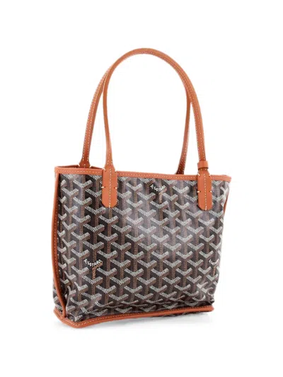Pre-owned Goyard Anjou Reversible Tote Coated Canvas Mini Satchel In Brown