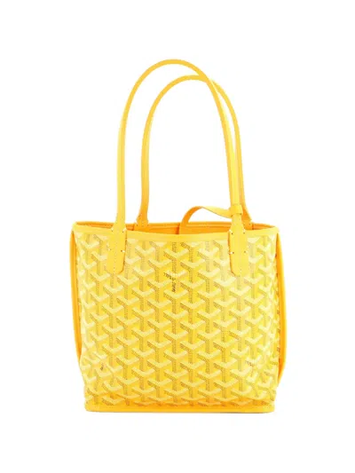 Pre-owned Goyard Anjou Reversible Tote Coated Canvas Mini Satchel In Orange