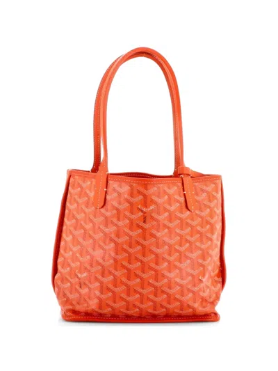 Pre-owned Goyard Anjou Reversible Tote Coated Canvas Mini Satchel In Orange