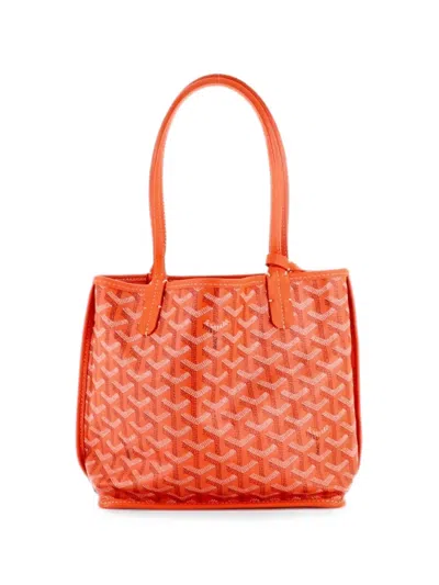 Pre-owned Goyard Anjou Reversible Tote Coated Canvas Mini Satchel In Orange