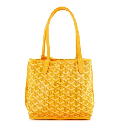 Pre-owned Goyard Anjou Reversible Tote Coated Canvas Mini In Yellow