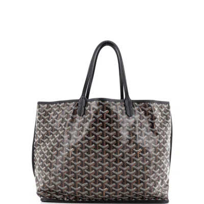 Pre-owned Goyard Anjou Reversible Tote Coated Canvas Pm In Black