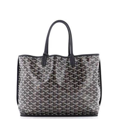 Pre-owned Goyard Anjou Reversible Tote Coated Canvas Pm In Black