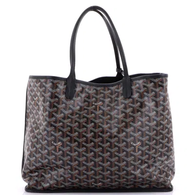 Pre-owned Goyard Anjou Reversible Tote Coated Canvas Pm In Black
