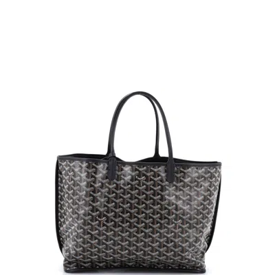 Pre-owned Goyard Anjou Reversible Tote Coated Canvas Pm In Black