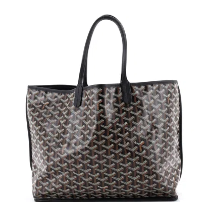 Pre-owned Goyard Anjou Reversible Tote Coated Canvas Pm In Black