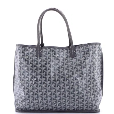 Pre-owned Goyard Anjou Reversible Tote Coated Canvas Pm In Gray