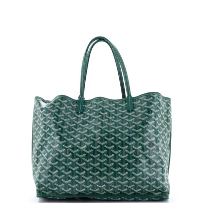 Pre-owned Goyard Anjou Reversible Tote Coated Canvas Pm In Green