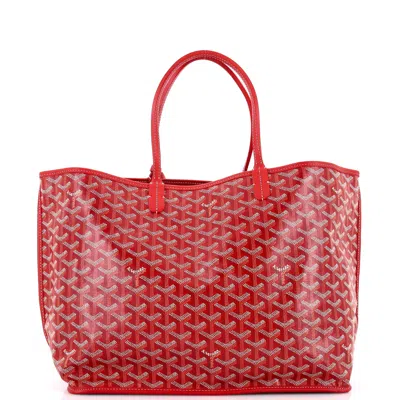 Pre-owned Goyard Anjou Reversible Tote Coated Canvas Pm In Red