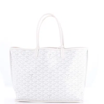 Pre-owned Goyard Anjou Reversible Tote Coated Canvas Pm In White