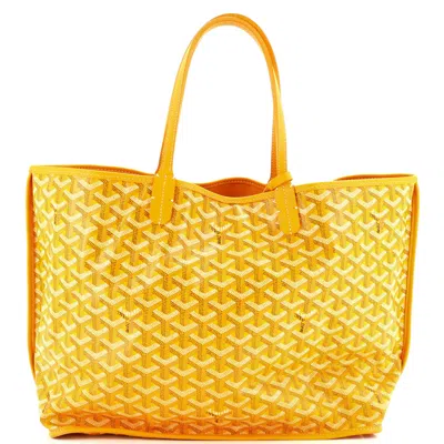 Pre-owned Goyard Anjou Reversible Tote Coated Canvas Pm In Yellow