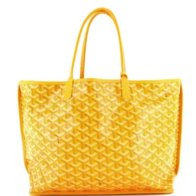 Pre-owned Goyard Anjou Reversible Tote Coated Canvas Pm In Yellow