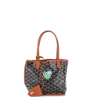 Pre-owned Goyard Anjou Reversible Tote Printed Coated Canvas Mini In Brown