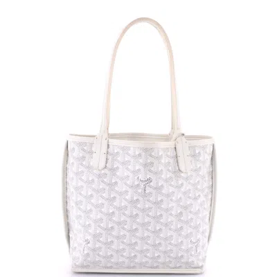 Pre-owned Goyard Anjou Reversible Tote Printed Coated Canvas Mini In White