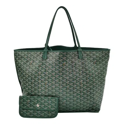 Pre-owned Goyard Anjou Tote Gm Large Green Reversible Leather Lining 2018
