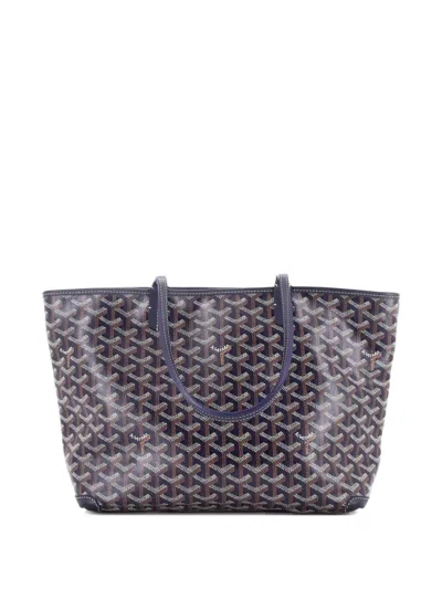 Pre-owned Goyard Artois Coated Canvas Pm Tote Bag In Blue