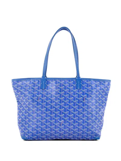 Pre-owned Goyard Artois Coated Canvas Pm Tote Bag In Blue
