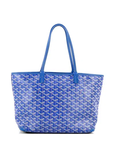 Pre-owned Goyard Artois Coated Canvas Pm Tote Bag In Blue