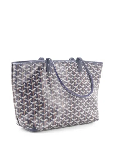 Pre-owned Goyard Artois Coated Canvas Pm Tote Bag In Blue