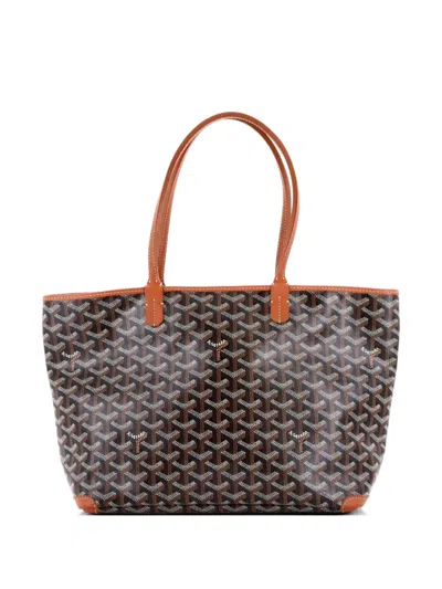 Pre-owned Goyard Artois Coated Canvas Pm Tote Bag In Brown