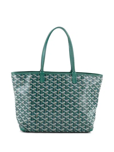 Pre-owned Goyard Artois Coated Canvas Pm Tote Bag In Green