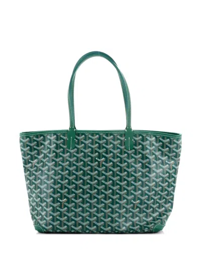 Pre-owned Goyard Artois Coated Canvas Pm Tote Bag In Green