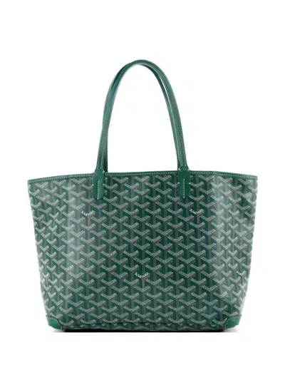 Pre-owned Goyard Artois Coated Canvas Pm Tote Bag In Green