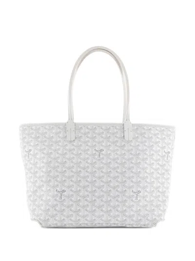 Pre-owned Goyard Artois Coated Canvas Pm Tote Bag In White