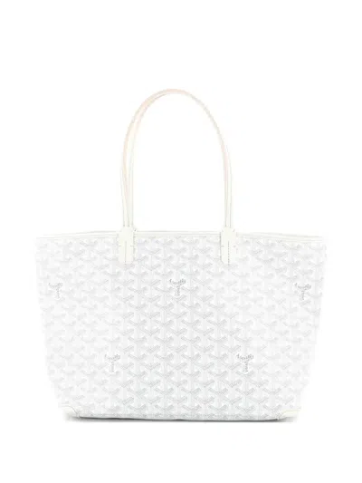 Pre-owned Goyard Artois Coated Canvas Pm Tote Bag In White