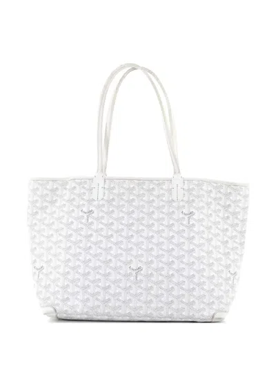 Pre-owned Goyard Artois Coated Canvas Pm Tote Bag In White