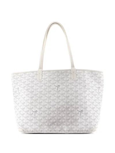 Pre-owned Goyard Artois Coated Canvas Pm Tote Bag In White