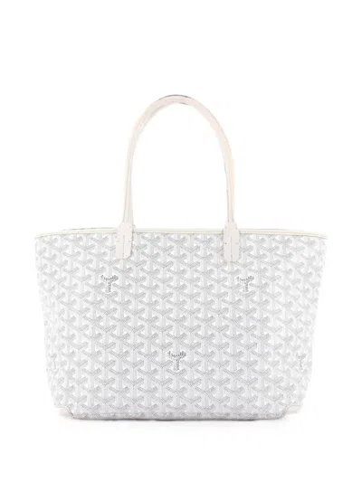 Pre-owned Goyard Artois Coated Canvas Pm Tote Bag In White
