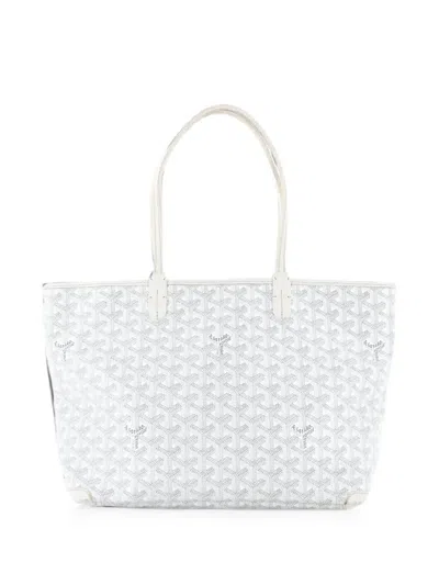 Pre-owned Goyard Artois Coated Canvas Pm Tote Bag In White