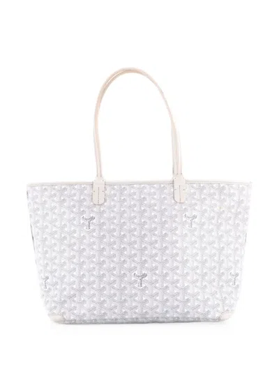 Pre-owned Goyard Artois Coated Canvas Pm Tote Bag In White