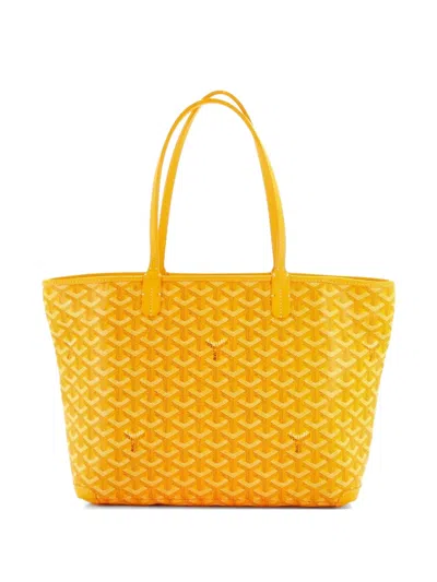 Pre-owned Goyard Artois Coated Canvas Pm Tote Bag In Yellow