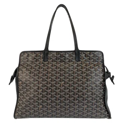 Pre-owned Goyard Artois Pm Pvc Leather Tote Bag In Black