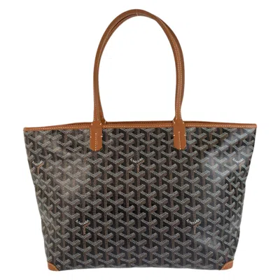 Pre-owned Goyard Artois Pm Tote Bag Black Brown Pvc