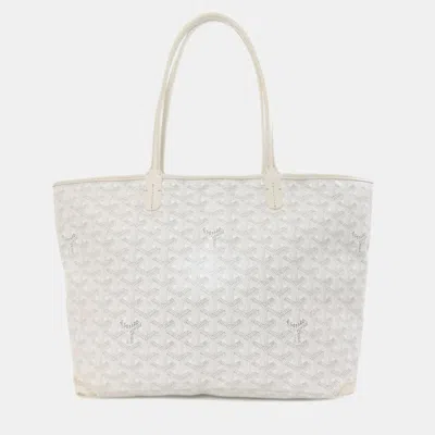 Pre-owned Goyard Artois Pm Tote Bag Coated Canvas In White