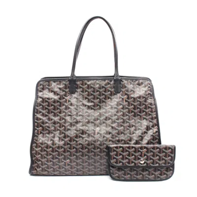 Pre-owned Goyard Artois Pm Tote Bag Pvc Leather In Black