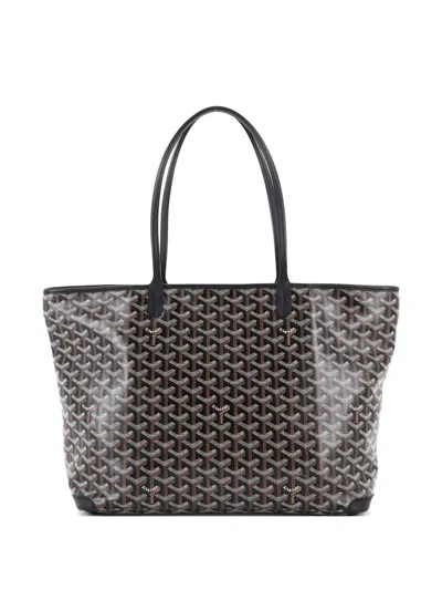 Pre-owned Goyard Artois Tote Coated Canvas Mm Shoulder Bag In Black