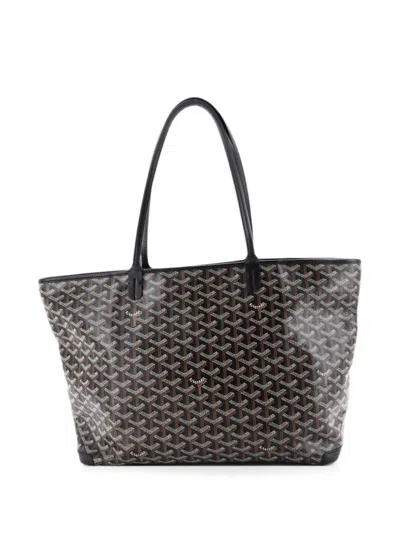 Pre-owned Goyard Artois Tote Coated Canvas Mm Shoulder Bag In Black