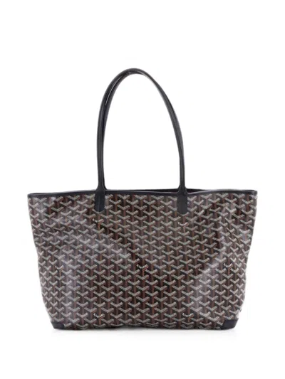 Pre-owned Goyard Artois Tote Coated Canvas Mm Shoulder Bag In Black