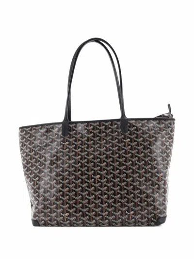 Pre-owned Goyard Artois Tote Coated Canvas Mm Shoulder Bag In Black