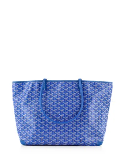 Pre-owned Goyard Artois Tote Coated Canvas Mm Shoulder Bag In Blue