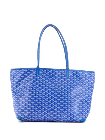 Pre-owned Goyard Artois Tote Coated Canvas Mm Shoulder Bag In Blue