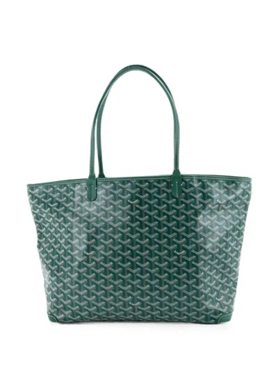 Pre-owned Goyard Artois Tote Coated Canvas Mm Shoulder Bag In Green