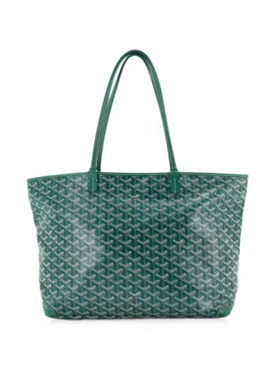 Pre-owned Goyard Artois Tote Coated Canvas Mm Shoulder Bag In Green